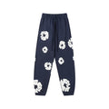 Denim Tears Cotton Wreath Graphic Sweatpants - Navy Blue / Relaxed Streetwear Fit