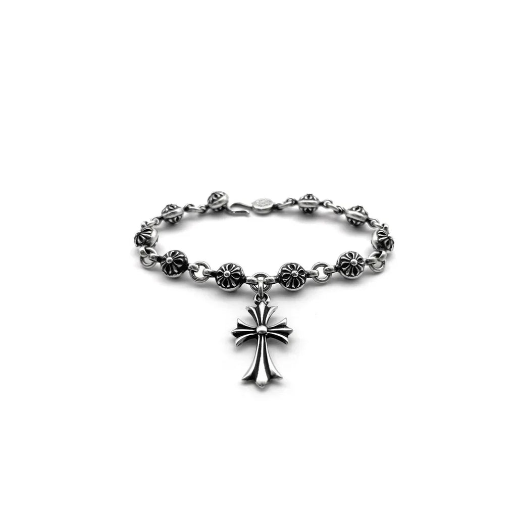 Chrome Hearts Silver Cross Ball Tiny E Bracelet