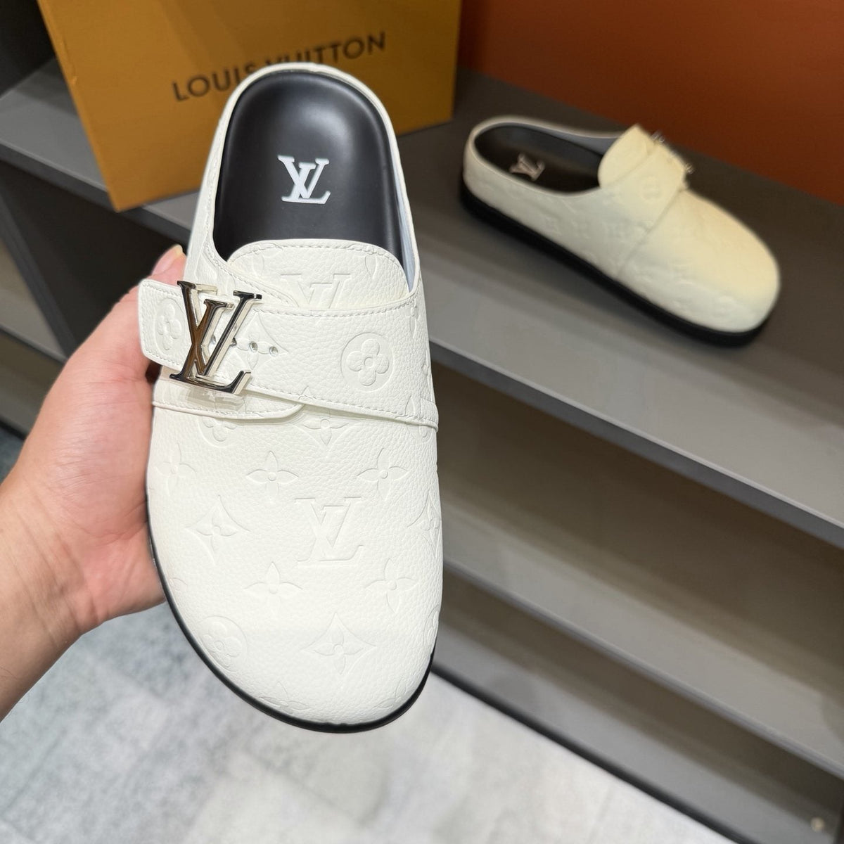 Louis Vuitton Monogram Buckle Slide Sandals